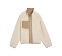 Wendejacke PUMA "REVERSIBLE HYBRID SHERPA JACKET", Damen, Gr. L, alpine snow, Rippware, Obermaterial: 100% Polyester, unifarben, relaxed fit normal, Jacken, mit WarmCELL Technologie, Relaxed Fit, mit