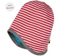 Wendemütze Sweat Winterwald türkis Ringel melone 62