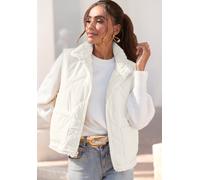 Wendeweste LASCANA "wendbare Steppweste mit flauschigem Fellimitat", Damen, Gr. 46, beige (creme), Web, Obermaterial: 100% Polyester, unifarben, figurumspielend hüftlang, ohne Ausschnitt, Westen, kusc