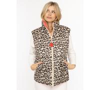 Wendeweste ZWILLINGSHERZ "Leo Teddy", Damen, Gr. L, braun (neonpink), Obermaterial: 100% Polyester, Westen, wendbar, mit Reißverschluss, Herzanhänger, Leomuster, Eingriffstaschen (93933460-L) neonpink
