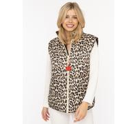 Wendeweste ZWILLINGSHERZ "Leo Teddy", Damen, Gr. L, braun, Obermaterial: 100% Polyester, Westen, wendbar, mit Reißverschluss, Herzanhänger, Leomuster, Eingriffstaschen (42732317-L) braun