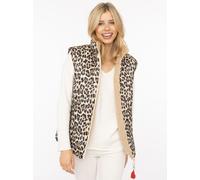 Wendeweste ZWILLINGSHERZ "Leo Teddy", Damen, Gr. XL, beige, Obermaterial: 100% Polyester, Westen, wendbar, mit Reißverschluss, Herzanhänger, Leomuster, Eingriffstaschen (20139567-XL) beige