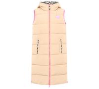 Wendeweste ZWILLINGSHERZ ""Leopard"", Damen, Gr. M, beige, Steppware, Obermaterial: 100% Polyester, normal knielang, ohne Ausschnitt, Westen, Leo Muster, beidseitig tragbar, modisch, Kapuze, Doppel-Zi