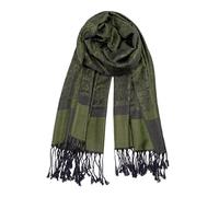 Wendyfull Pashmina-Schals und Wickeltücher mit Fransen, zweifarbig, Vintage, Jacquard, Paisleymuster, Rave-Schal für Hochzeiten und Festivals, Grün , Durchschnittliche Größe