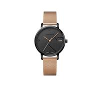 WENGER Damen Armbanduhr Metropolitan Donnissima Ø 38 mm, Swiss Made, Analog Quarz, Wasserdicht bis 100 m, Mesh-Armband, Schwarz/Rose-Gold, 01.1731.114