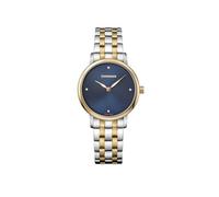 WENGER Damen Armbanduhr Urban Donnissima Ø 35 mm, Swiss Made, Analog Quarz, Wasserdicht bis 100 m, Edelstahl-Armband, Blau/Silber/Gold, 01.1721.103