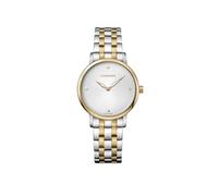 WENGER Damen Armbanduhr Urban Donnissima Ø 35 mm, Swiss Made, Analog Quarz, Wasserdicht bis 100 m, Edelstahl-Armband, Silberweiß/Gold, 01.1721.104