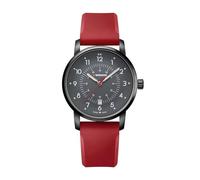 WENGER Herren Armbanduhr Avenue Ø 42mm, Swiss Made, Analog Quarz, Wasserdicht bis 100 m, Silikon-Armband, Schwarz/Rot, 01.1641.117
