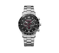 Wenger Herren Armbanduhr Roadster Black Night Ø 45mm, Swiss Made, Analog Quarz, Wasserdicht bis 100m, Edelstahl Armband, Schwarz/Silber, 01.1843.103