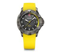 WENGER Herren Armbanduhr Seaforce, Ø 43 mm, Swiss Made, Analog Quarz, Wasserdicht bis 200 m, Silikon-Armband, Schwarz/Gelb, 01.0641.145