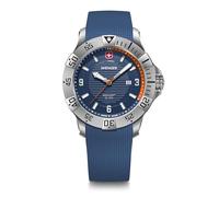 WENGER Herren Armbanduhr Seaforce, Ø 43 mm, Swiss Made, Analog Quarz, Wasserdicht bis 200 m, Silikon-Armband, Blau, 01.0641.140