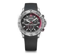 WENGER Herren Armbanduhr Seaforce Chronograph Ø 43 mm, Swiss Made, Analog Quarz, Wasserdicht bis 200 m, Silikon-Armband, Schwarz, 01.0643.122