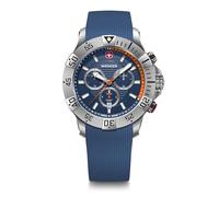 WENGER Herren Armbanduhr Seaforce Chronograph Ø 43 mm, Swiss Made, Analog Quarz, Wasserdicht bis 200 m, Silikon-Armband, Blau, 01.0643.124