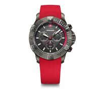 WENGER Herren Armbanduhr Seaforce Chronograph Ø 43 mm, Swiss Made, Analog Quarz, Wasserdicht bis 200 m, Silikon-Armband, Schwarz/Rot, 01.0643.128