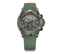 WENGER Herren Armbanduhr Seaforce Chronograph Ø 43 mm, Swiss Made, Analog Quarz, Wasserdicht bis 200 m, Silikon-Armband, Schwarz/Grün, 01.0643.127
