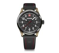 WENGER Herren Armbanduhr Terragraph, Ø 43 mm, Swiss Made, Analog Quarz, Wasserdicht bis 100 m, Silikon-Armband, Schwarz, 01.0541.124