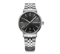 WENGER Herren Armbanduhr Urban Classic Ø 40 mm, Swiss Made, Analog Quarz, Wasserdicht bis 100 m, Edelstahl-Armband, Schwarz/Silber, 01.1731.120
