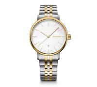 WENGER Herren Armbanduhr Urban Classic Ø 40 mm, Swiss Made, Analog Quarz, Wasserdicht bis 100 m, Edelstahl-Armband, Silberweiß/Gold/Silber, 01.1731.122