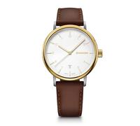 WENGER Herren Armbanduhr Urban Classic Ø 40 mm, Swiss Made, Analog Quarz, Wasserdicht bis 100 m, Leder-Armband, Silberweiß/Braun, 01.1731.118