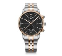 WENGER Herren Armbanduhr Urban Classic Chronograph Ø 42 mm, Swiss Made, Analog Quarz, Wasserdicht bis 100 m, Edelstahl-Armband, Schwarz/Gold/Silber, 01.1743.129