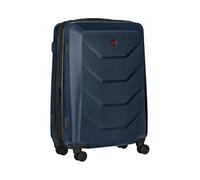 WENGER Prymo Medium Hartschalenkoffer mit 4 Rollen, Trolley, Mittelgroß, 59 (67) l, Sicherheitsschloss, Damen Herren, Reisen Urlaub, Blau, 653633