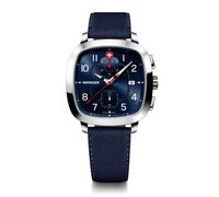 Wenger Vintage Sport Chrono Herrenuhr mit Chronographenfunktion Silber/Silber/Blau