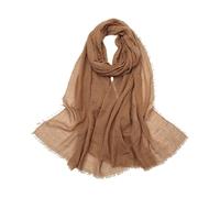 WENH Baumwoll-Leinen-Schal for Damen, einfarbig, Sonnenschutz, dünne Schals, weicher Schal, Viskose, Frühlings-Wickelschal for Damen(Camel)