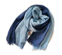 WENH Baumwoll-Leinen-Schal Herbst-Winter-Farbverlaufsschals Lange, weiche Damen-Tücher und -Wickeltücher Männliche Accessoires Kurze Quaste(Dark blue light blue)