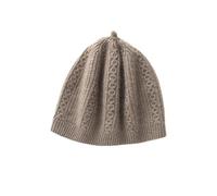 WENH Damen-Baskenmütze aus dickem Kaschmirgarn mit gedrehtem Blumenmuster, Dicker, kälteabweisender Zylinder aus britischem Kettenjacquard for Herbst und Winter(Camel)