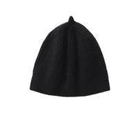 WENH Damen-Baskenmütze aus dickem Kaschmirgarn mit gedrehtem Blumenmuster, Dicker, kälteabweisender Zylinder aus britischem Kettenjacquard for Herbst und Winter(Black)