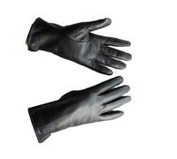 WENH Damen-Handschuhe aus Lammfell, warm gefüttert, mit Fleece-Futter, modisch, dünn, for Outdoor-Aktivitäten(Black touch screen,7 1/2)
