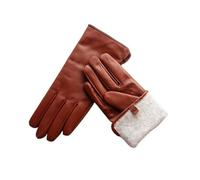 WENH Damen-Handschuhe aus Lammfell, warm gefüttert, mit Fleece-Futter, modisch, dünn, for Outdoor-Aktivitäten(Chocolate,7 1/2)