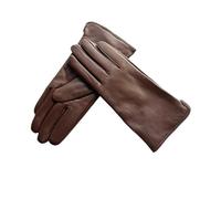 WENH Damen-Handschuhe aus Lammfell, warm gefüttert, mit Fleece-Futter, modisch, dünn, for Outdoor-Aktivitäten(Light brown,7 1/2)