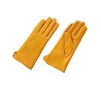 WENH Damen-Handschuhe aus Lammfell, warm gefüttert, mit Fleece-Futter, modisch, dünn, for Outdoor-Aktivitäten(Yellow,7 1/2)