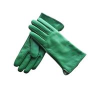 WENH Damen-Handschuhe aus Lammfell, warm gefüttert, mit Fleece-Futter, modisch, dünn, for Outdoor-Aktivitäten(Green,8 1/2)