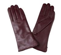 WENH Damen-Handschuhe aus Lammfell, warm gefüttert, mit Fleece-Futter, modisch, dünn, for Outdoor-Aktivitäten(Wine red,8 1/2)