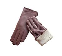 WENH Damen-Handschuhe aus Lammfell, warm gefüttert, mit Fleece-Futter, modisch, dünn, for Outdoor-Aktivitäten(Bean red,8 1/2)