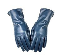 WENH Damen-Handschuhe aus Lammfell, warm gefüttert, mit Fleece-Futter, modisch, dünn, for Outdoor-Aktivitäten(Sea blue,7 1/2)