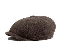 WENH Lässige Retro-Herren-Baskenmütze, warme Winter-Schiebermütze im Vintage-Stil, achteckig, flach, for Damen und Herren, Herbst/Frühling, passend for einen Kopfumfang von 55-59 cm(Khaki)