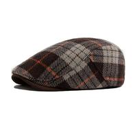 WENH Winterwoll-Baskenmütze mit Farbmuster, Vintage-Stil, Schiebermütze, warm, for Damen, Retro-Baskenmützen, verstellbar(Coffee)