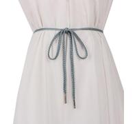 WENLOOY Damen und Mädchen, Boho-Gewebe, Baumwolle, geflochten, Taillengürtel, Wickelgürtel, Stoffgürtel für Kleid, Hosen, Boho Grey2, 150cm/59", Belt width: 0.7cm/0.28"