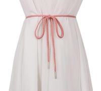 WENLOOY Damen und Mädchen, Boho-Gewebe, Baumwolle, geflochten, Taillengürtel, Wickelgürtel, Stoffgürtel für Kleid, Hosen, Boho-Rosa, Total length: 150cm/59", Belt width: 0.7cm/0.28"