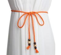 WENLOOY Damen und Mädchen, Boho-Gewebe, Baumwolle, geflochten, Taillengürtel, Wickelgürtel, Stoffgürtel für Kleid, Hosen, Boho1 Orange, M