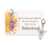 WenmthG 2 Stück Schutzengel Anhänger - Abschiedsgeschenk Kollegen(Alles Gute zum Ruhestand!) - Schutzengel Geschenk Ruhestand mit Organzasäckchen für Kollegen