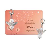 WenmthG 2 Stück Schutzengel Anhänger Geschenke für Mama - Geburtstagsgeschenk für Mama （beste mama der ganjen welt）-Schutzengel Geschenk mit Organzasäckchen für Muttertag, Geburtstag, Weihnachten