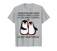 Wenn Pinguine Ihre Liebe Finden lustige Paar Sprüche Pinguin T-Shirt, Herren, Grau Meliert, 5XL