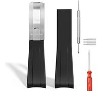 Wentokye 20 mm gebogenes Gummiarmband für Damen und Herren, Ersatz für Rolex, Tudor, Omega und Seiko, Farben: Schwarz-Goldschnalle