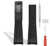 Wentokye 20 mm gebogenes Gummiarmband für Damen und Herren, Ersatz für Rolex, Tudor, Omega und Seiko, Farben: Blau-schwarze Schnalle