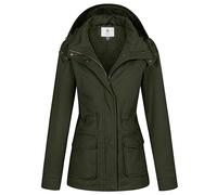 WenVen Damen Leicht Outdoor Jacke Lässige Freizeit Jacke Reißverschluss Windbreaker Mantel Cargo Fracht Lodenjacke Grün S