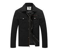 WenVen Herren Armee Jacken Übergangsjacke Bundeswehr Jacke Vintage Jacke Casual Jacke Jacke Business Oberbekleidung Baumwolljacke Herbstjacke Schwarz XL